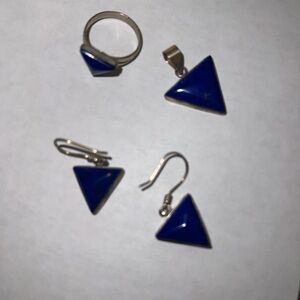 Lapis Blue Triangle Jewelry Set